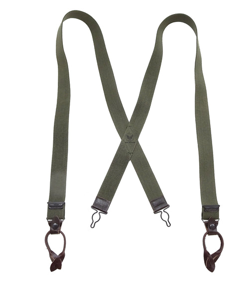 Buzz Rickson Suspenders Men's Reproduction of X back Design Military Button-on Braces for A-11 Trousers BR02718 149 Olive