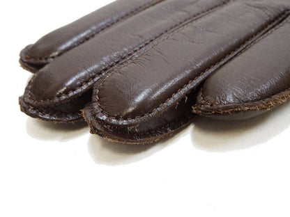 Buzz Rickson Men's Type A-10 Leather Gloves - U.S. Army Air Forces Reproduction - Made in Japan - (BR02835 01 Brown Leather with Red Ribbed Knit Wrist Cuffs)