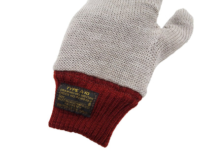 Buzz Rickson Men's Type A-10 Leather Gloves - U.S. Army Air Forces Reproduction - Made in Japan - (BR02835 01 Brown Leather with Red Ribbed Knit Wrist Cuffs)