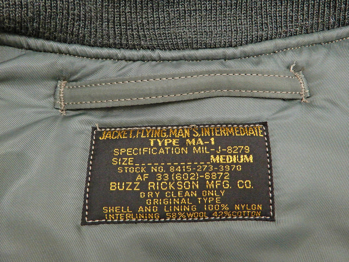 Buzz Rickson MA-1 Flight Jacket Men's Slender Version MA1 Bomber Jacket BR14920
