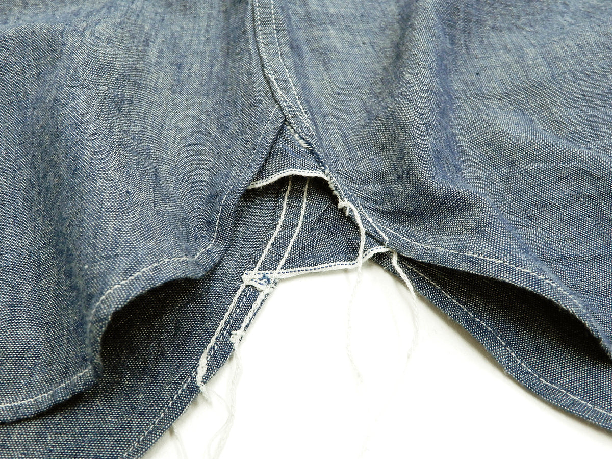 Buzz Rickson Chambray Shirt Men's U.S. Navy Military Style Plain Long Sleeve Button Up Shirt BR25995 Blue Chambray