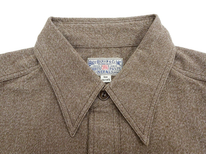 Buzz Rickson Cotton Covert Work Shirt - Men's Casual Vintage-Style Long Sleeve Button Up Shirt BR26082 138 Heathered-Brown