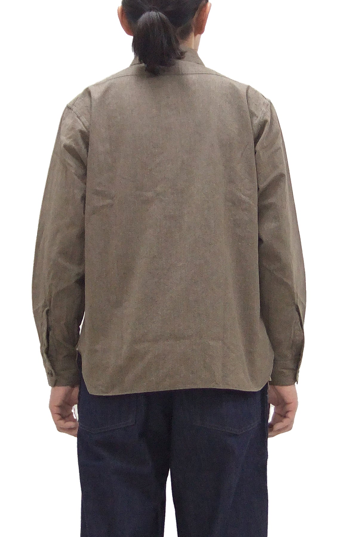 Buzz Rickson Cotton Covert Work Shirt - Men's Casual Vintage-Style Long Sleeve Button Up Shirt BR26082 138 Heathered-Brown