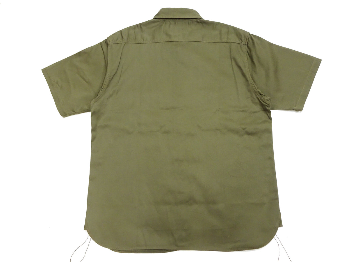 Buzz Rickson Herringbone Work Shirt - Men's Casual Military-Inspired Solid HBT Short-Sleeve Button-Up Shirt BR39530 149) Olive