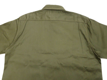 Buzz Rickson Herringbone Work Shirt - Men's Casual Military-Inspired Solid HBT Short-Sleeve Button-Up Shirt BR39530 149) Olive