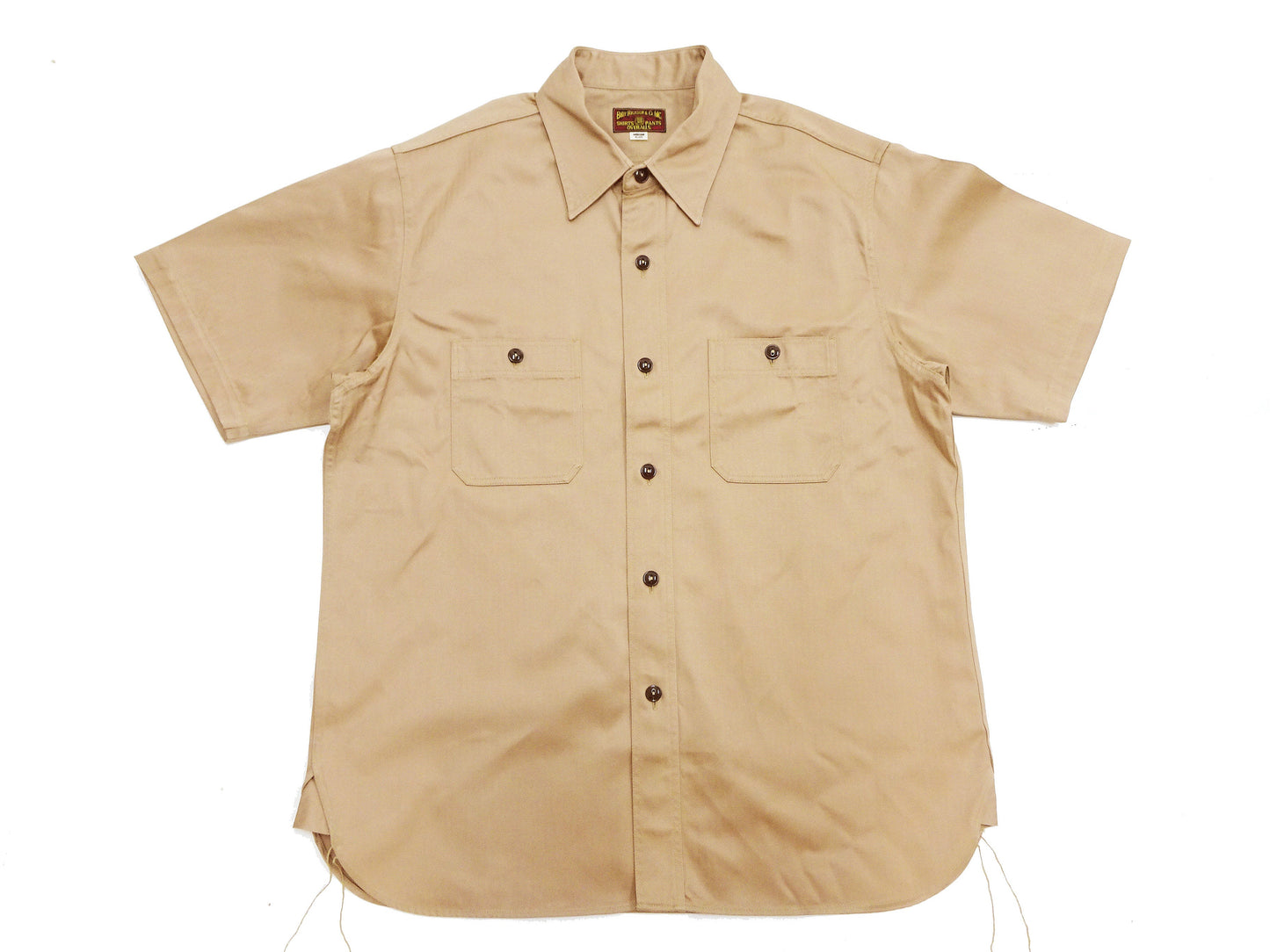 Buzz Rickson Herringbone Work Shirt - Men's Casual Military-Inspired Solid HBT Short-Sleeve Button-Up Shirt BR39530 133) Beige