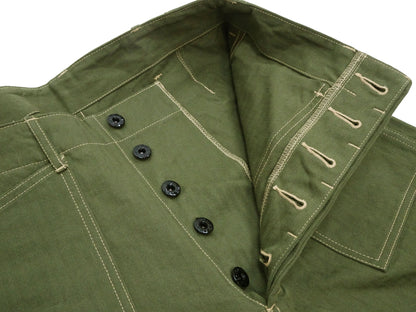 Buzz Rickson Herringbone Pants Men's Baggy Straight, Button Fly, Olive - U.S. Marine Corps M-1941 Utility Trousers Repro