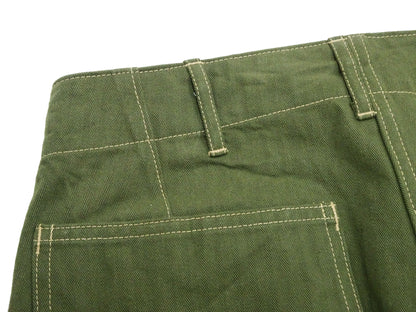 Buzz Rickson Herringbone Pants Men's Baggy Straight, Button Fly, Olive - U.S. Marine Corps M-1941 Utility Trousers Repro