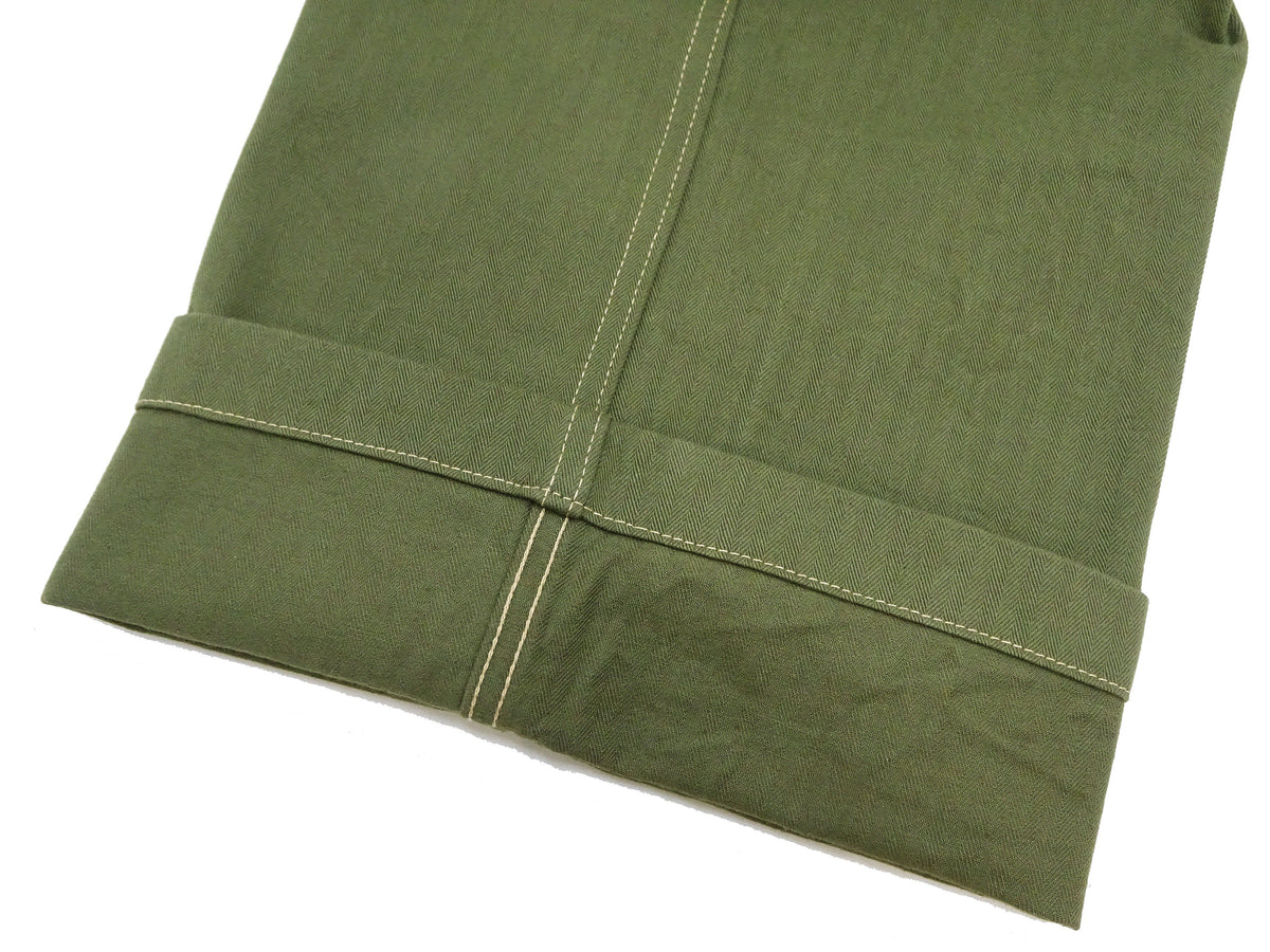Buzz Rickson Herringbone Pants Men's Baggy Straight, Button Fly, Olive - U.S. Marine Corps M-1941 Utility Trousers Repro