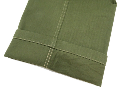 Buzz Rickson Herringbone Pants Men's Baggy Straight, Button Fly, Olive - U.S. Marine Corps M-1941 Utility Trousers Repro