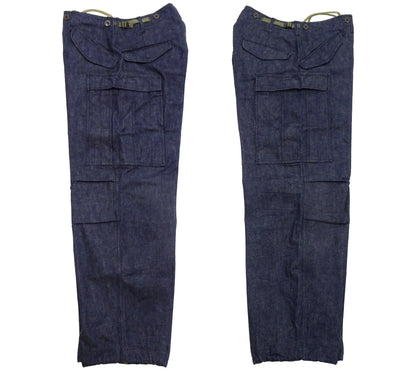 Buzz Rickson Men's Denim M-51 Field Trousers - Military-Inspired Baggy Cargo Pants in Indigo Denim - Made in Japan (BR42586 421A One Wash)
