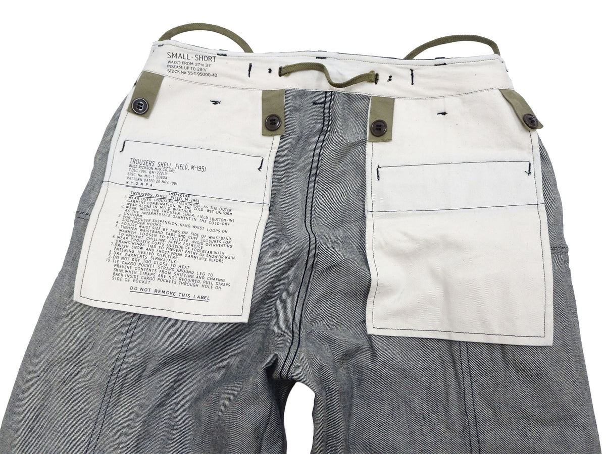 Buzz Rickson Men's Denim M-51 Field Trousers - Military-Inspired Baggy Cargo Pants in Indigo Denim - Made in Japan (BR42586 421A One Wash)