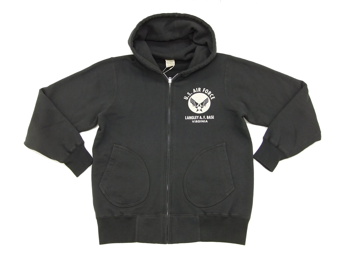 Buzz Rickson Hoodie Men's USAAF Insignia Hoodie Zip Front Hooded Sweatshirt BR65599 Faded-Black