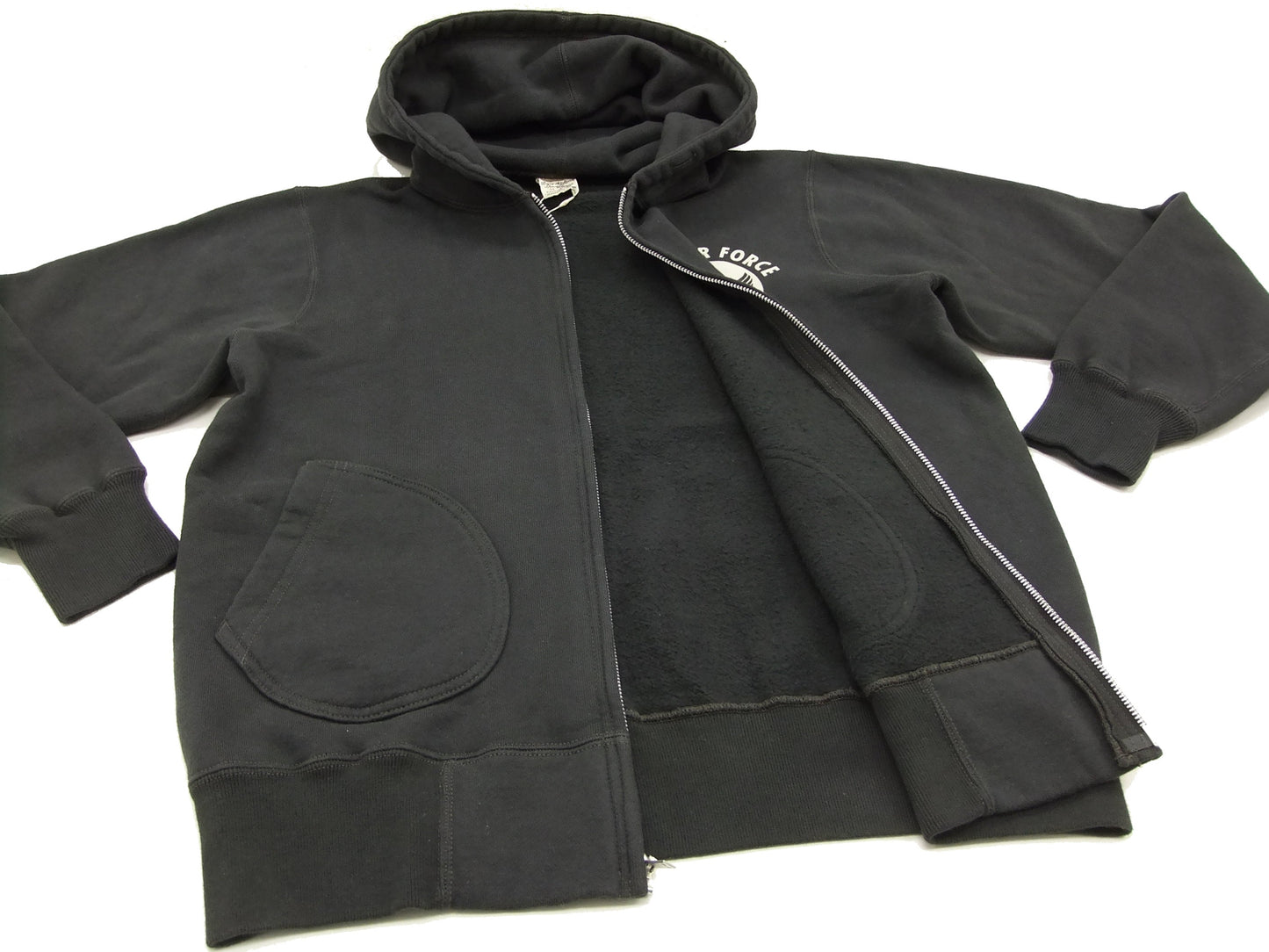Buzz Rickson Hoodie Men's USAAF Insignia Hoodie Zip Front Hooded Sweatshirt BR65599 Faded-Black