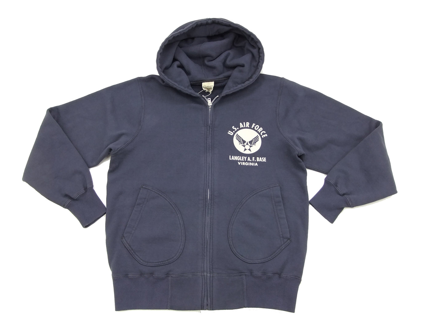 Buzz Rickson Hoodie Men's USAAF Insignia Hoodie Zip Front Hooded Sweatshirt BR65599 Faded-Navy-Blue