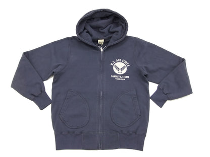 Buzz Rickson Hoodie Men's USAAF Insignia Hoodie Zip Front Hooded Sweatshirt BR65599 Faded-Navy-Blue