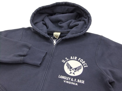 Buzz Rickson Hoodie Men's USAAF Insignia Hoodie Zip Front Hooded Sweatshirt BR65599 Faded-Navy-Blue