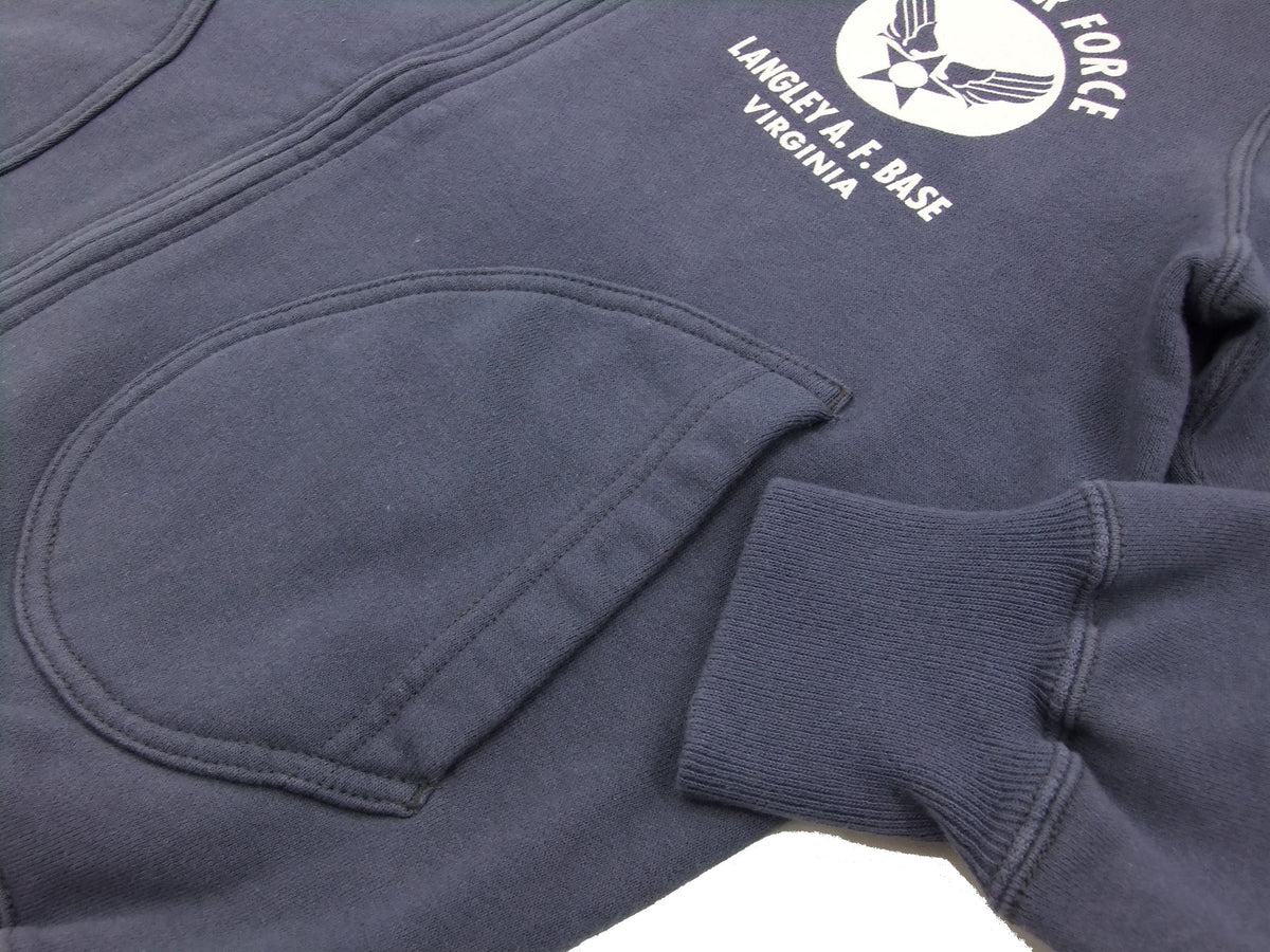 Buzz Rickson Hoodie Men's USAAF Insignia Hoodie Zip Front Hooded Sweatshirt BR65599 Faded-Navy-Blue
