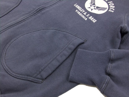 Buzz Rickson Hoodie Men's USAAF Insignia Hoodie Zip Front Hooded Sweatshirt BR65599 Faded-Navy-Blue