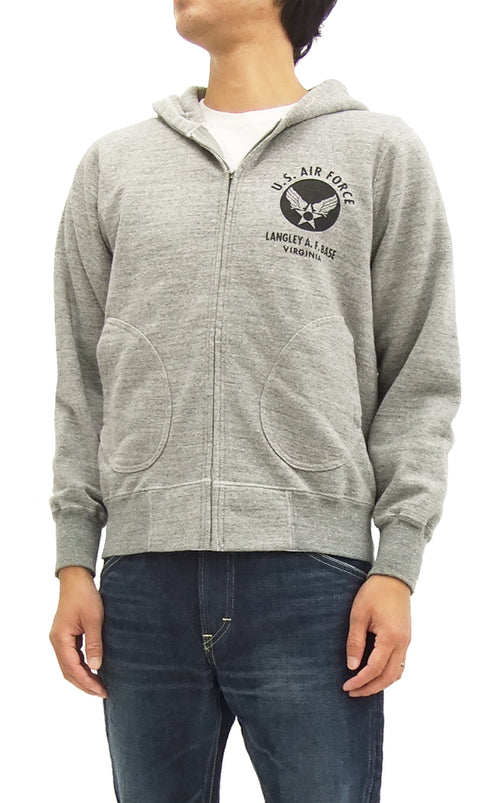 Buzz Rickson Hoodie Men's USAAF Insignia Hoodie Zip Front Hooded Sweatshirt BR65599 Heather-Gray
