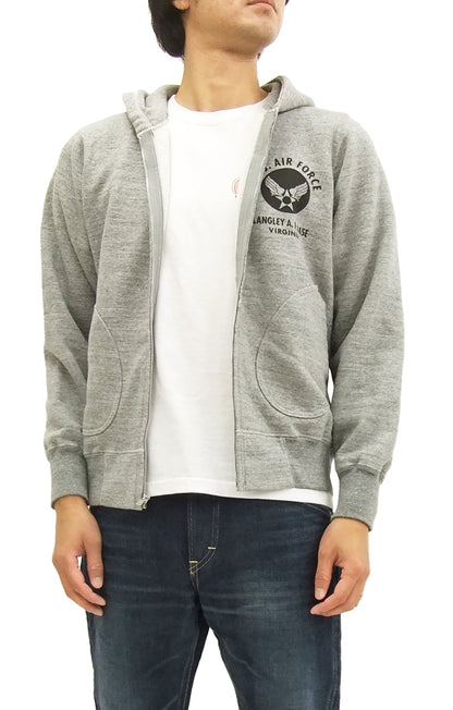 Buzz Rickson Hoodie Men's USAAF Insignia Hoodie Zip Front Hooded Sweatshirt BR65599 Heather-Gray