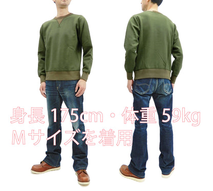 Buzz Rickson Plain Sweatshirt Men's Loop-wheeled Vintage Style BR65622 Faded-Olive