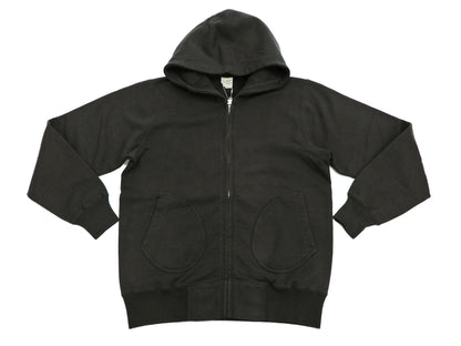 Buzz Rickson Hoodie Men's Plain Hoodie Zip Front Hooded Sweatshirt BR65623 Faded-Black