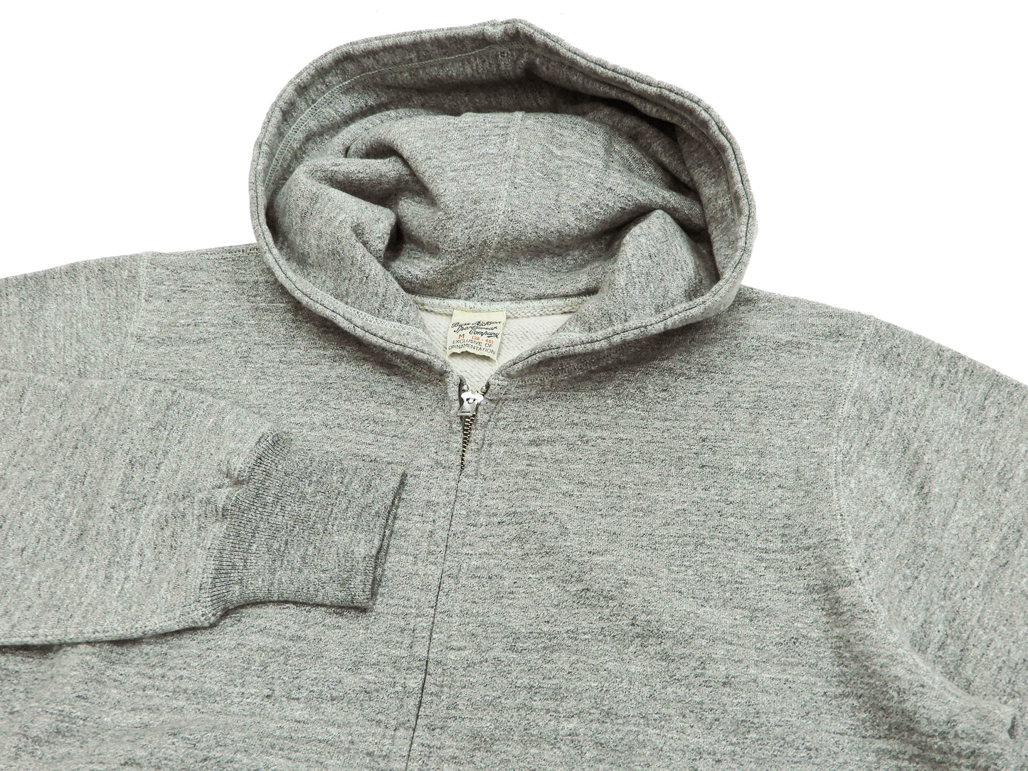 Buzz Rickson Hoodie Men's Plain Hoodie Zip Front Hooded Sweatshirt BR65623 Heather-Gray
