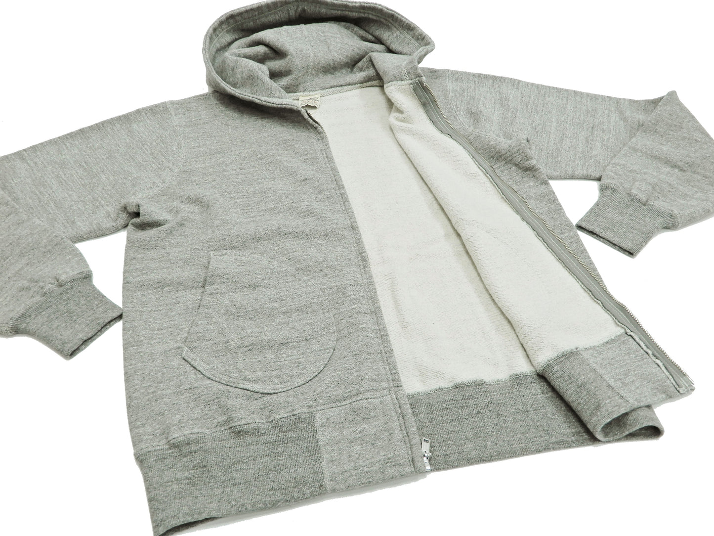 Buzz Rickson Hoodie Men's Plain Hoodie Zip Front Hooded Sweatshirt BR65623 Heather-Gray