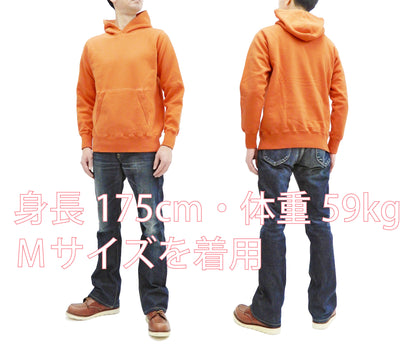 Buzz Rickson Plain Pullover Hoodie Men's Loop-wheeled Vintage Style Hooded Sweatshirt BR68914 159-Faded-Orange