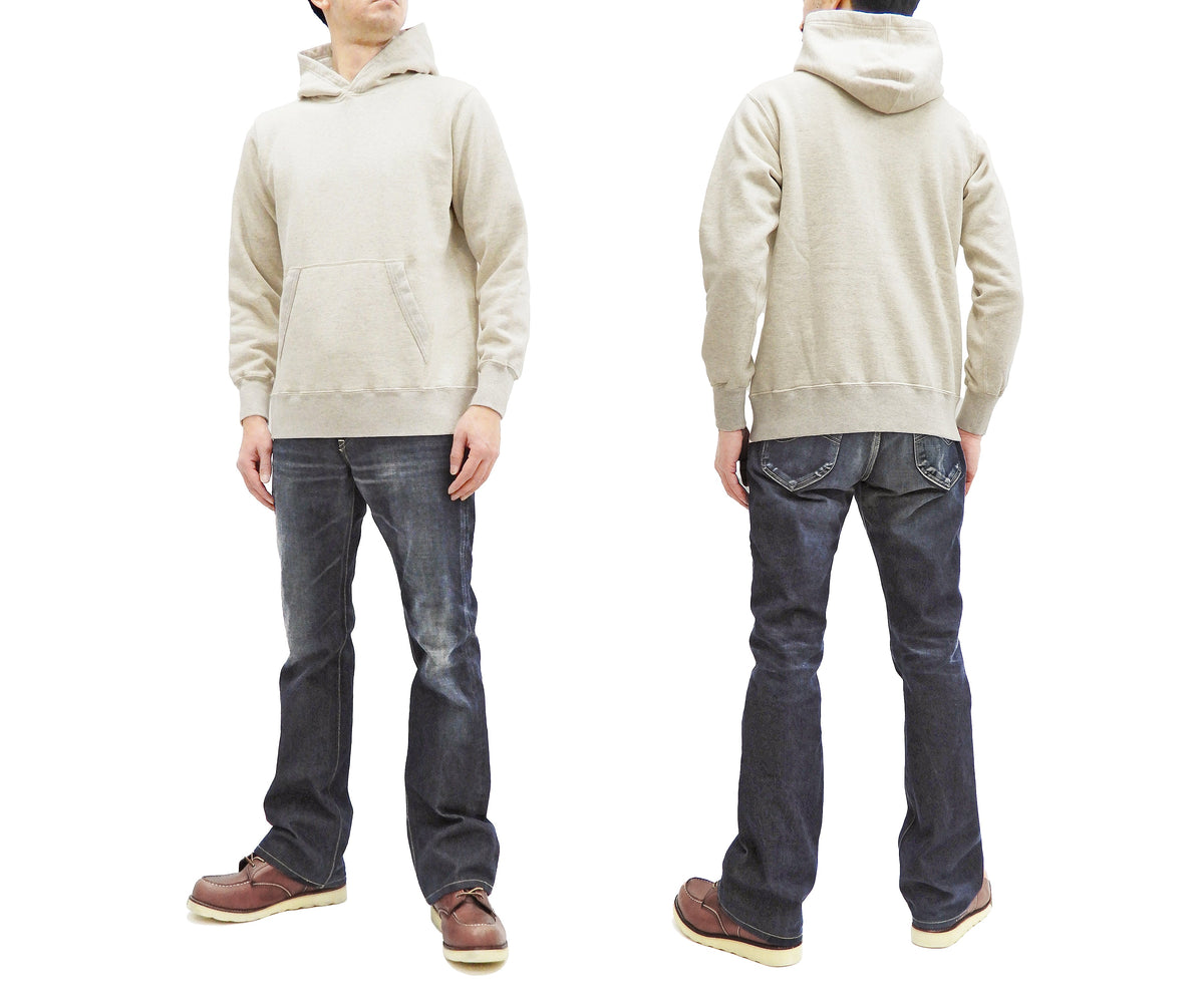 Buzz Rickson Plain Pullover Hoodie Men's Loop-wheeled Vintage Style Hooded Sweatshirt BR68914 131-Oatmeal