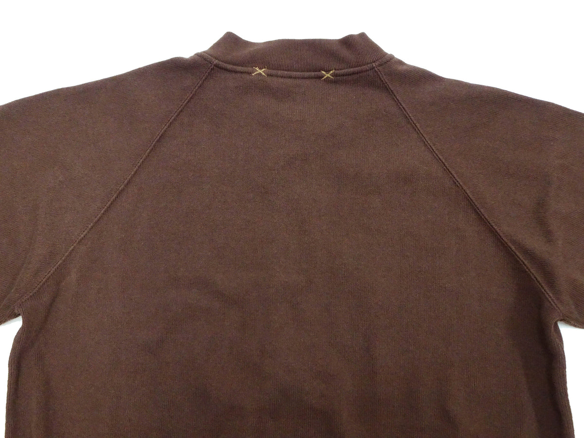 Buzz Rickson Cotton Jersey Zip-Up Top Men's WWII USAAF Type C-2 Style Front Zip Cardigan with Rib Panel BR69444 138 Brown