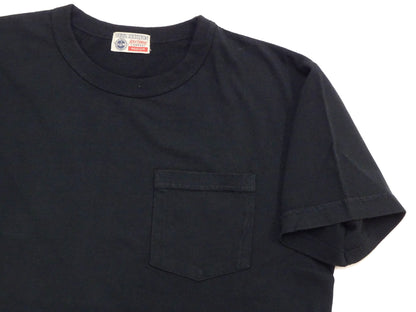 Buzz Rickson Men's Plain Short Sleeve Pocket T-Shirt, Made in USA, 6 oz. Ring-Spun Cotton Tubular-Knit Jersey Tee (BR78711 119 Black)