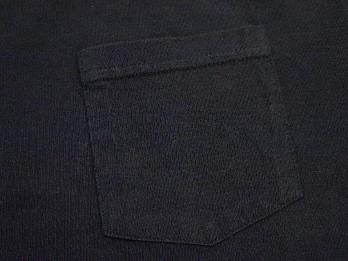Buzz Rickson Men's Plain Short Sleeve Pocket T-Shirt, Made in USA, 6 oz. Ring-Spun Cotton Tubular-Knit Jersey Tee (BR78711 119 Black)