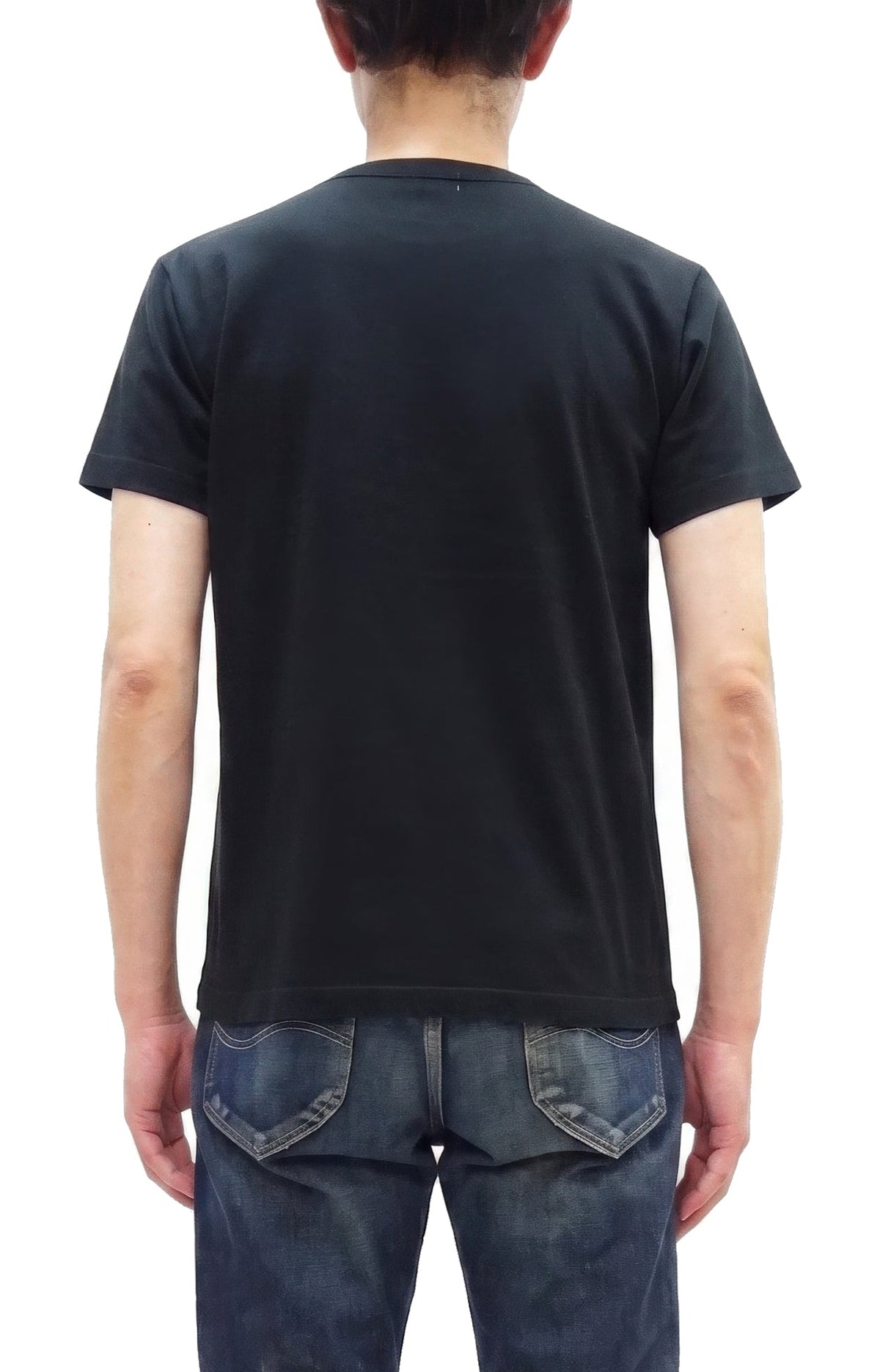 Buzz Rickson Men's Plain Short Sleeve Pocket T-Shirt, Made in USA, 6 oz. Ring-Spun Cotton Tubular-Knit Jersey Tee (BR78711 119 Black)