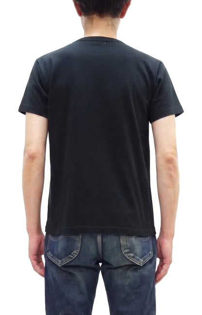 Buzz Rickson Men's Plain Short Sleeve Pocket T-Shirt, Made in USA, 6 oz. Ring-Spun Cotton Tubular-Knit Jersey Tee (BR78711 119 Black)
