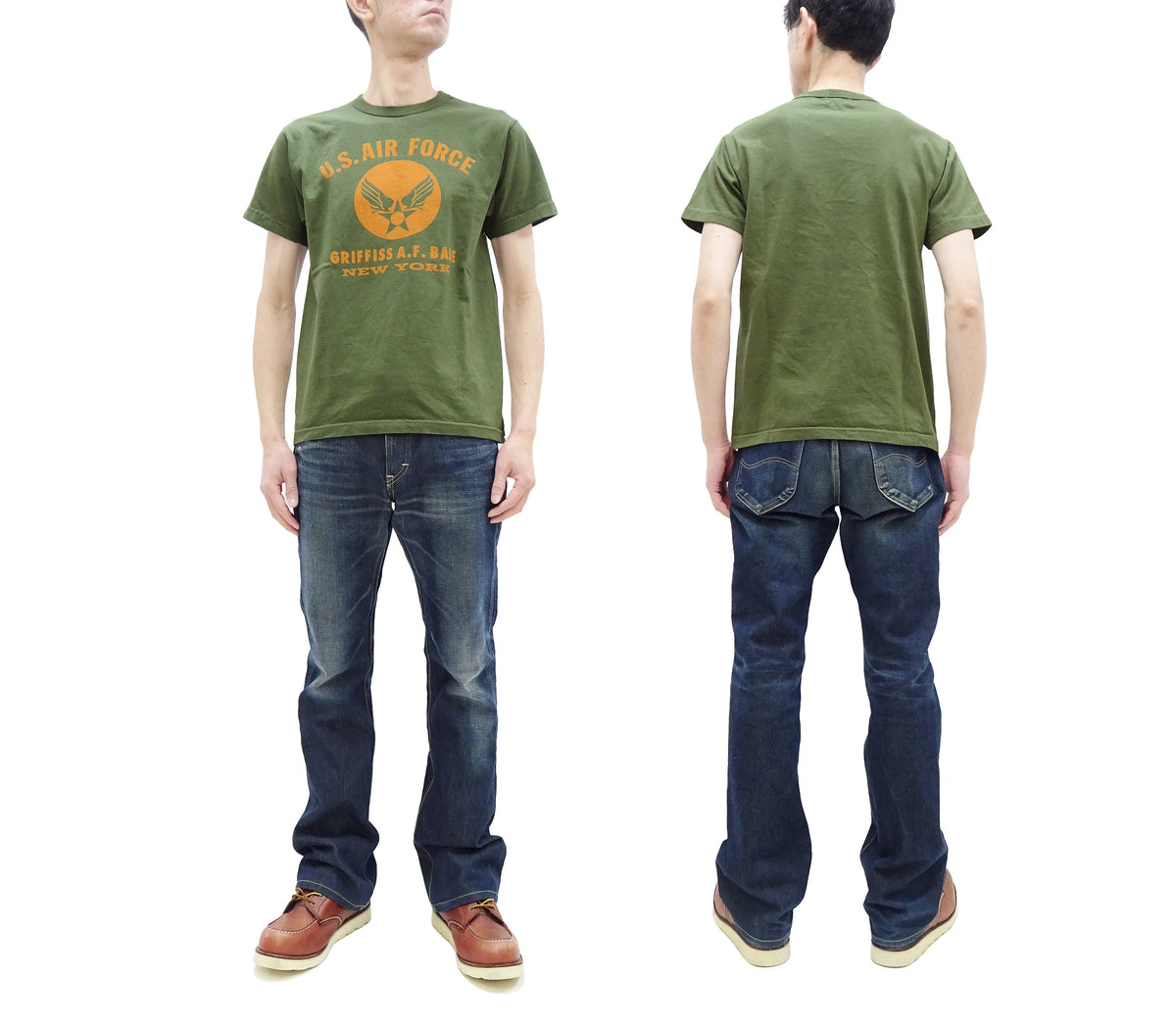 Buzz Rickson T-shirt Men's Griffiss Air Force Base Military Graphic Short Sleeve Loopwheeled Tee BR79343 149 Olive