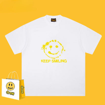 Drew T-shirts Smiley Face Short Sleeve Fashion Printed T-shirt