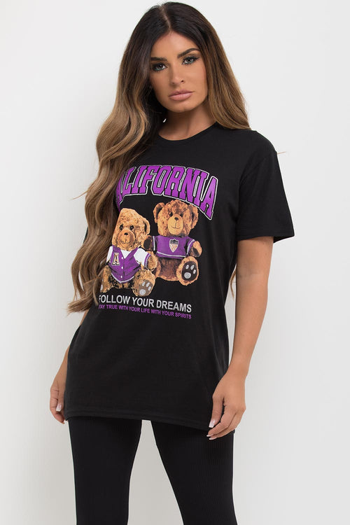 California Teddy Bear Graphic T Shirt Black
