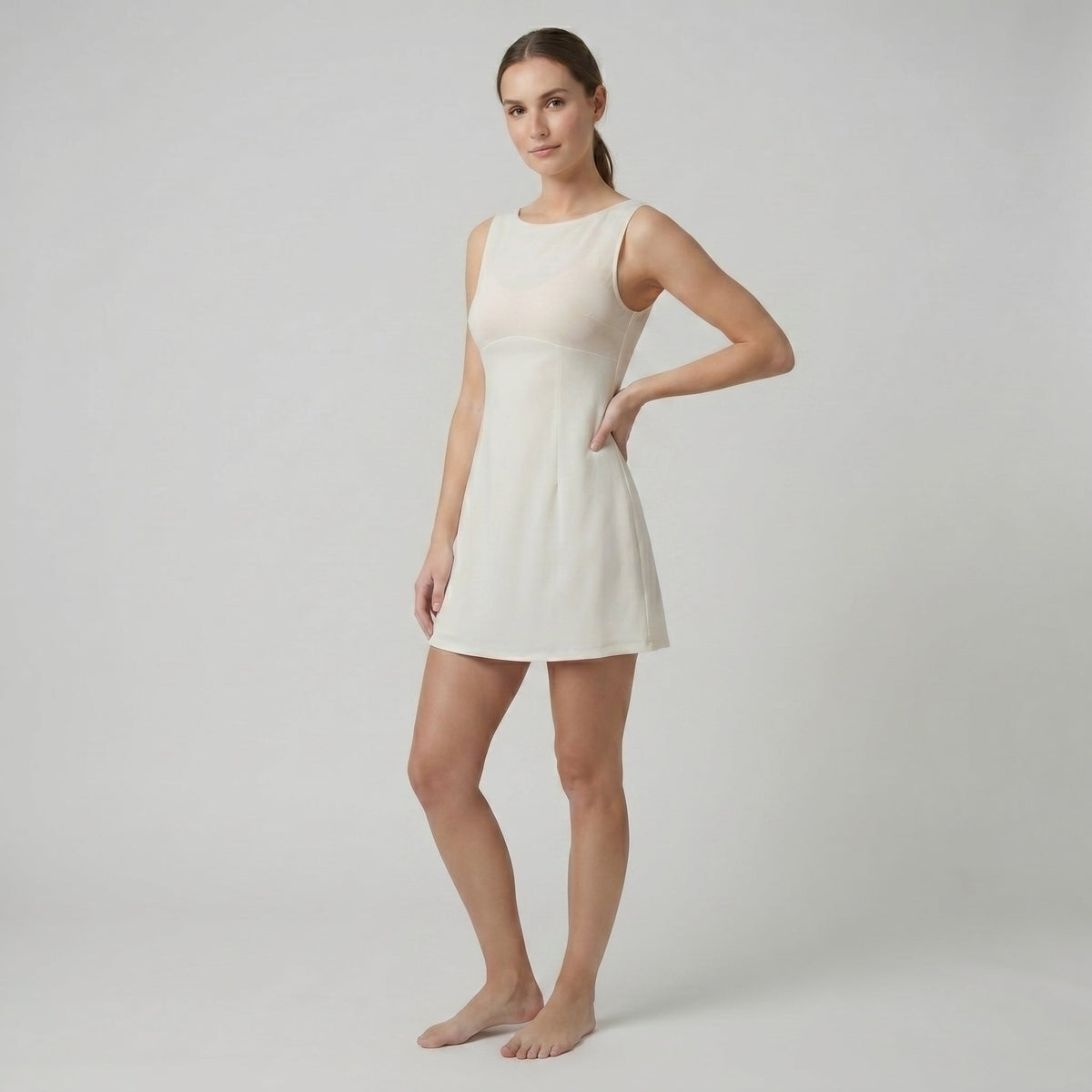Boat Neck A-Line Mini Dress