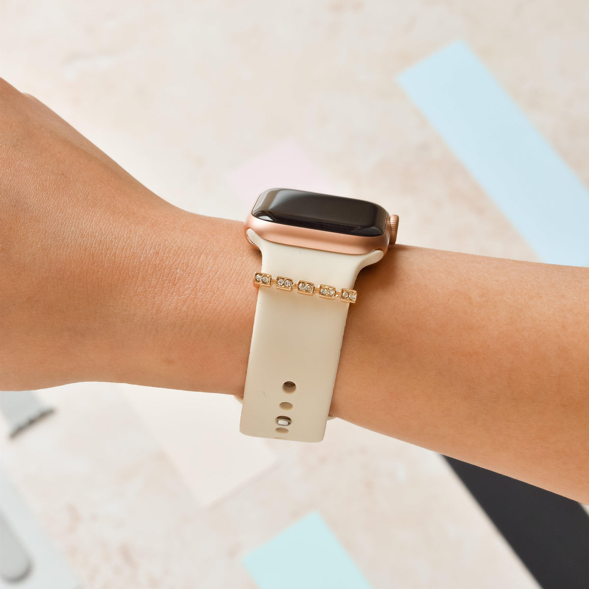 Watch Strap Charm - Gold Diamante Link