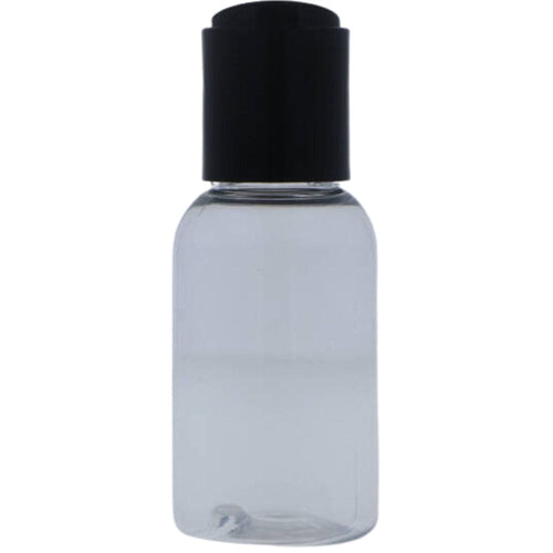 Clear PET Plastic Travel Size Bottle with Black Disc-cap - 50ml