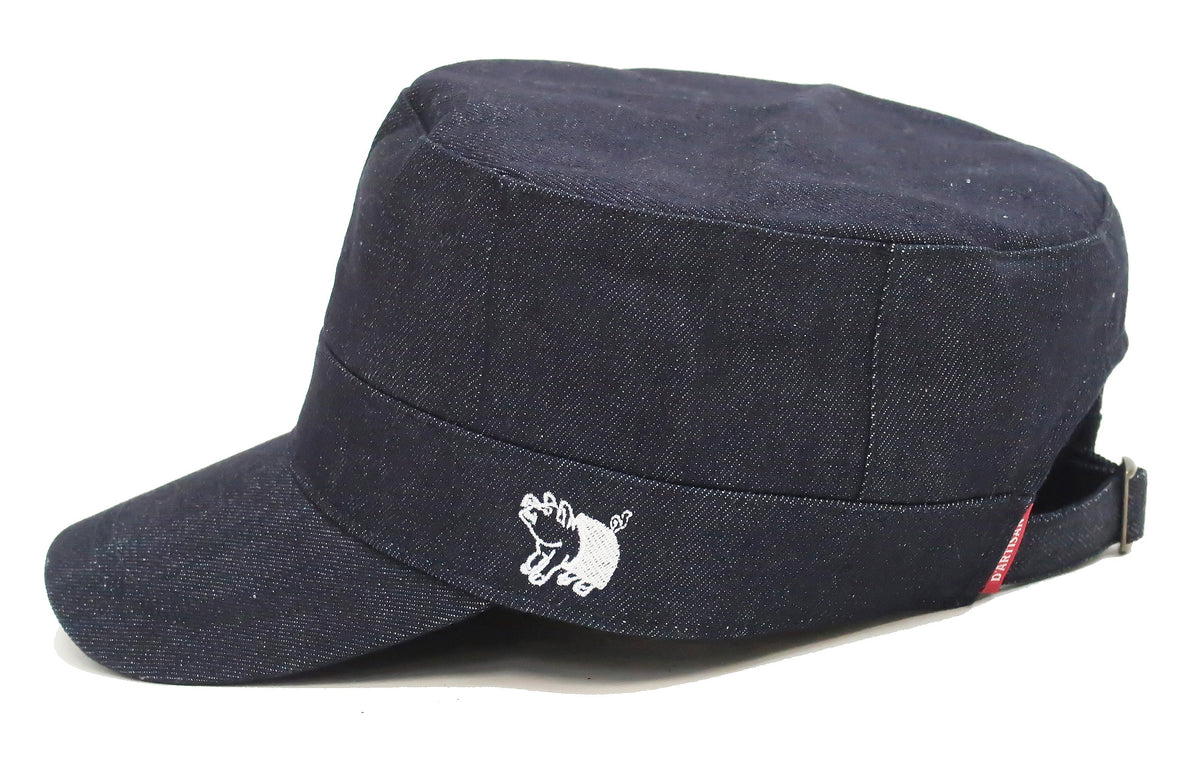 Studio D'artisan Denim Work Cap Men's Adjustable Flat Top Railroad Engineer Hat D7222