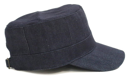 Studio D'artisan Denim Work Cap Men's Adjustable Flat Top Railroad Engineer Hat D7222