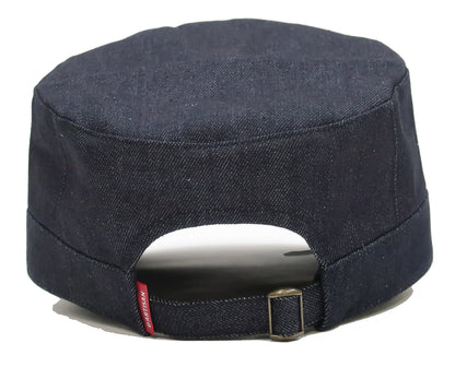 Studio D'artisan Denim Work Cap Men's Adjustable Flat Top Railroad Engineer Hat D7222