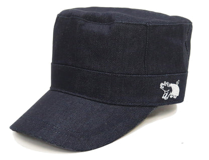 Studio D'artisan Denim Work Cap Men's Adjustable Flat Top Railroad Engineer Hat D7222