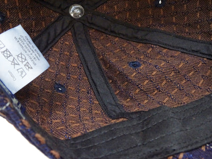 Studio D'Artisan Men's Indigo Denim Baseball Cap with Persimmon-Dyed Sashiko Stitching, Non-Mesh, Pre-Curved Visor, Adjustable Strapback - Made in Japan (SDA D7578)