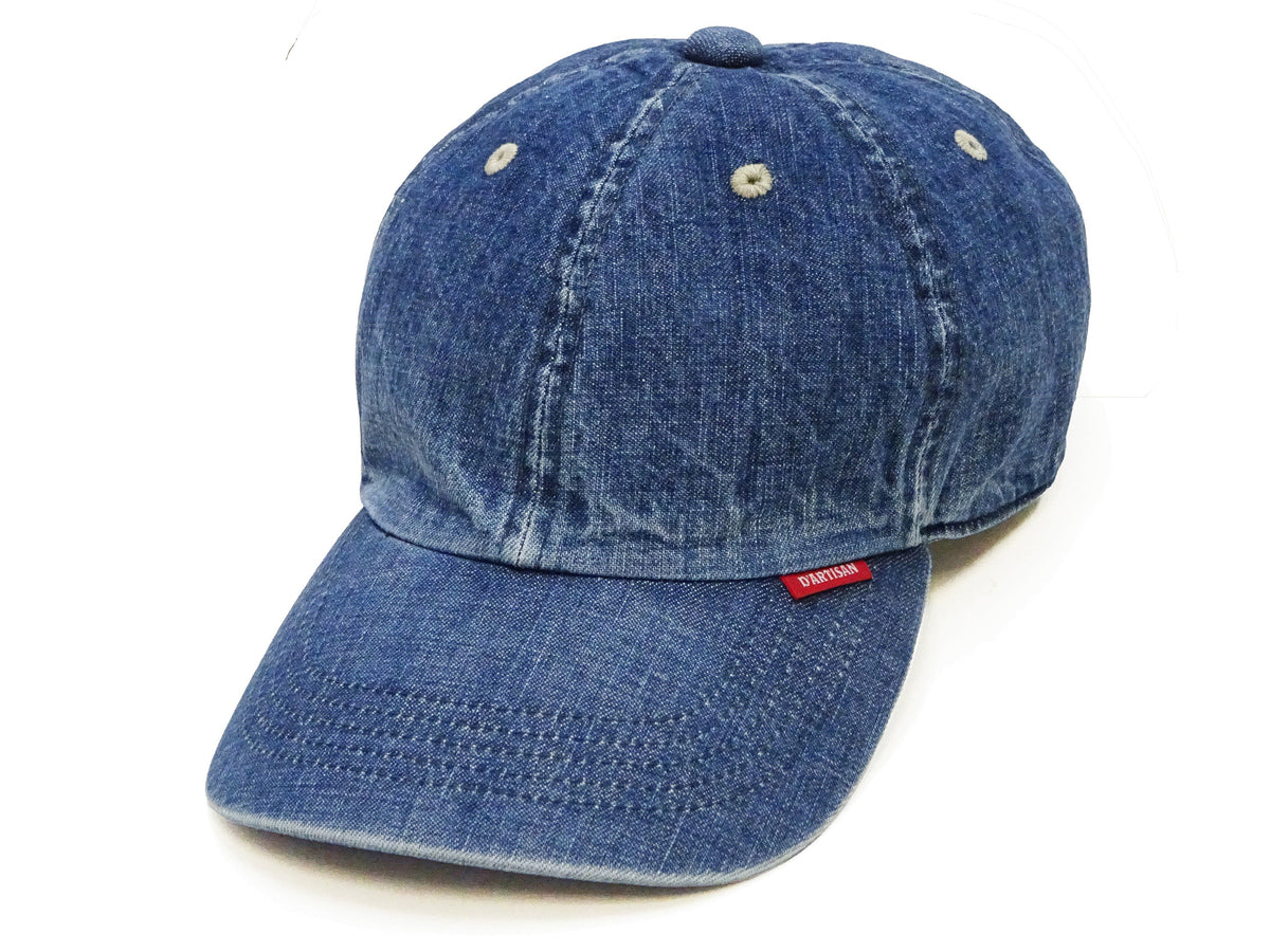 Studio D'artisan Men's Faded Denim Baseball Cap, 100% Cotton All-Denim Six-Panel Strapback Hat, Pre-Curved Brim - Made in Japan (SDA D7583UR)