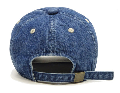 Studio D'artisan Men's Faded Denim Baseball Cap, 100% Cotton All-Denim Six-Panel Strapback Hat, Pre-Curved Brim - Made in Japan (SDA D7583UR)