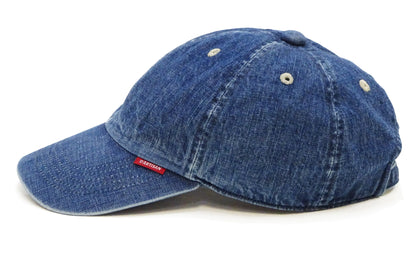 Studio D'artisan Men's Faded Denim Baseball Cap, 100% Cotton All-Denim Six-Panel Strapback Hat, Pre-Curved Brim - Made in Japan (SDA D7583UR)